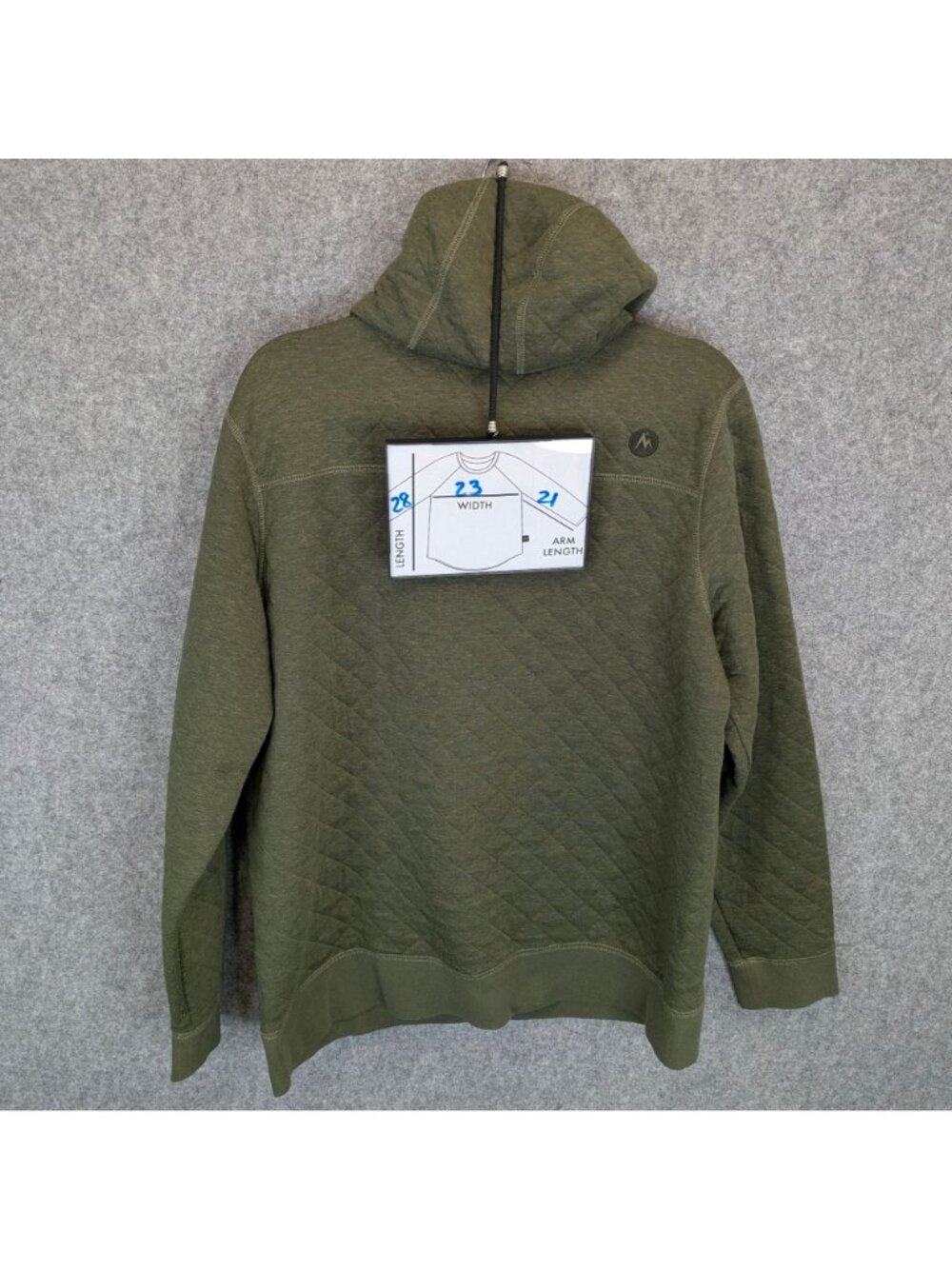 Marmot Mens Large Green Quilted Pullover Hoodie Hooded Sweatshirt - Picture 7 of 8